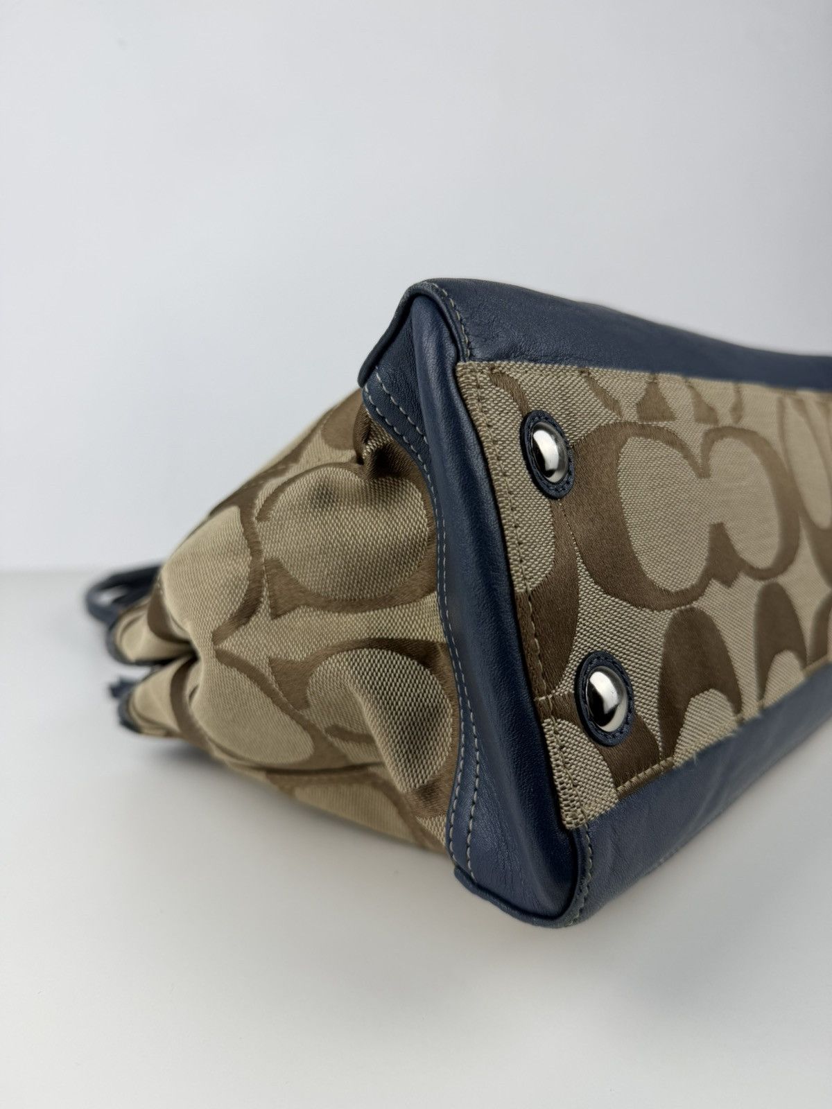 Coach park signature carryall canvas and leather tote