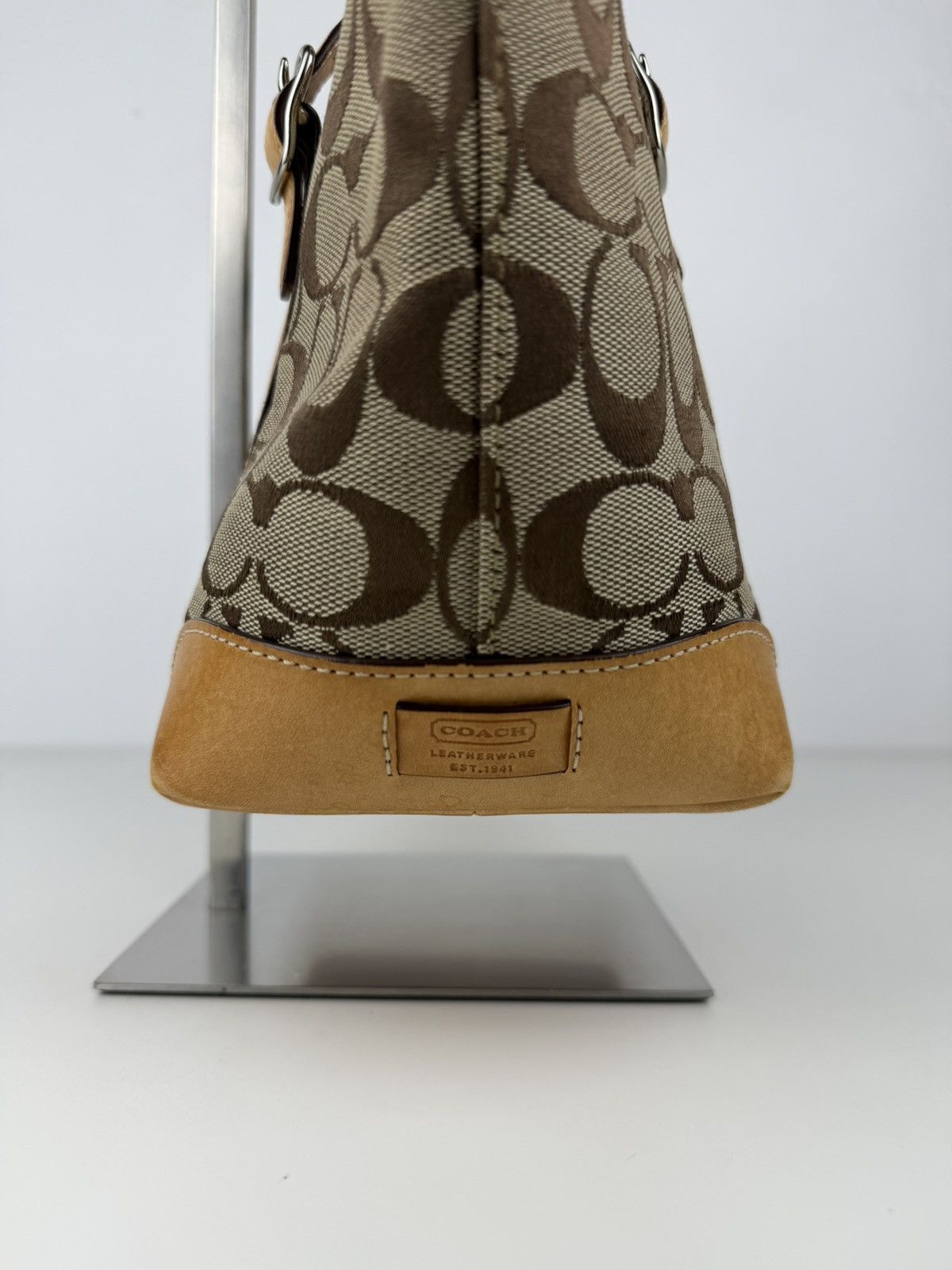 Coach signature canvas and leather mini tote bag