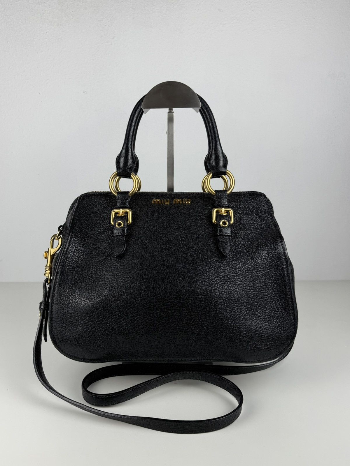 Miu miu madras leather mini boston bag