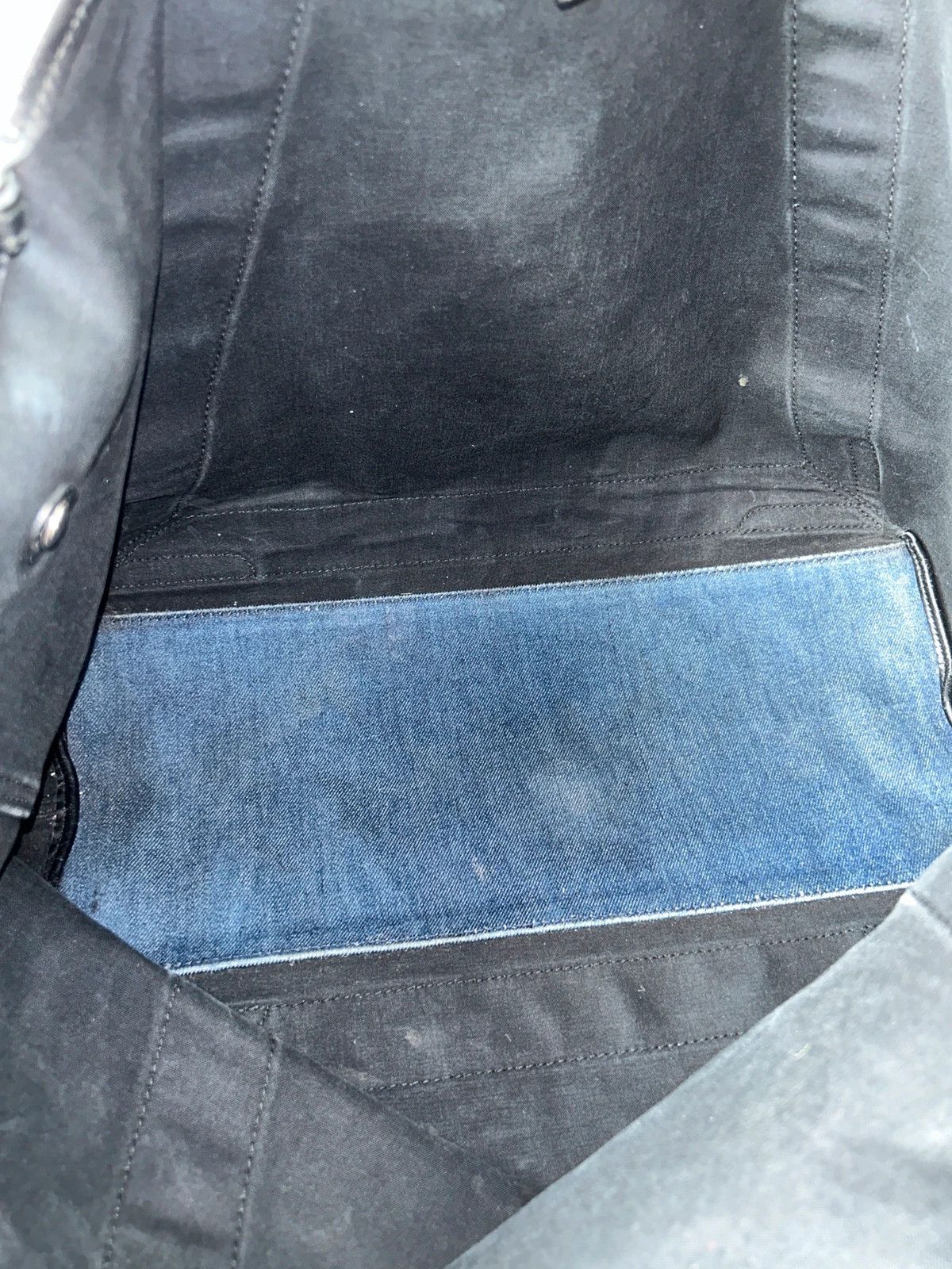 Balenciaga denim leather navy cabas m tote bag with pouch