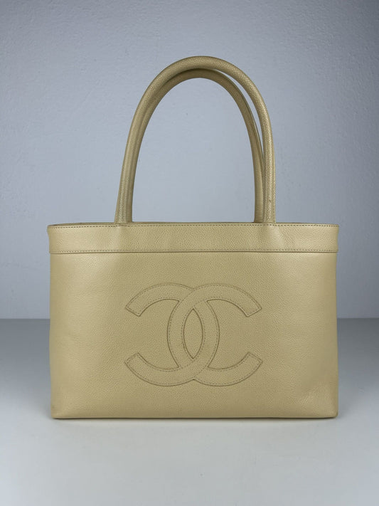 2004-2005 Chanel coco mark caviar open tote bag in buttery