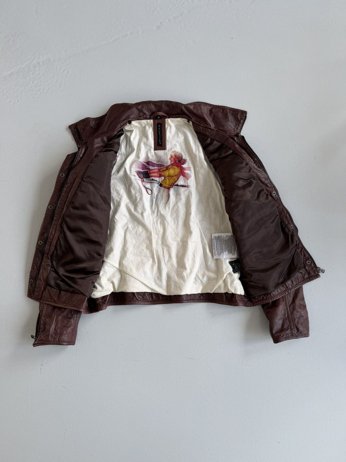 Vintage ‘Mauritius’ cropped leather biker jacket