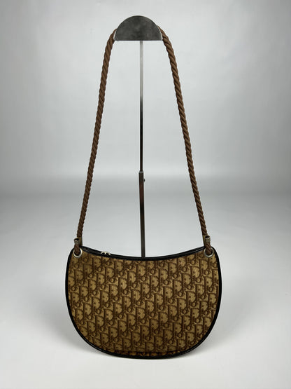 Vintage 80s Dior trotter oblique monogram rope shoulder bag