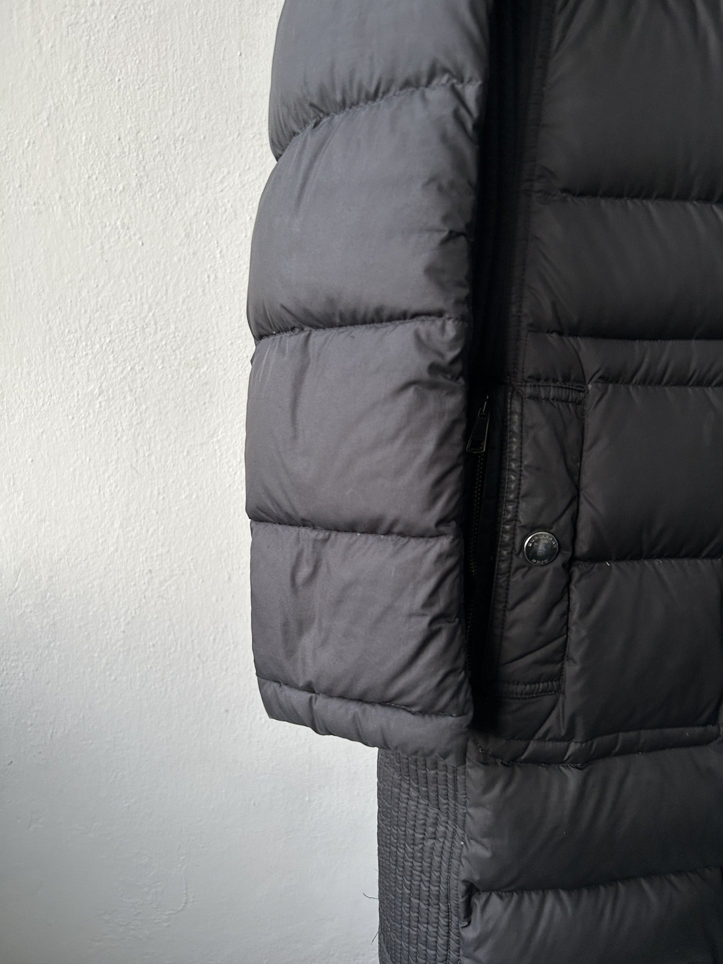 Burberry long hooded puffer coat