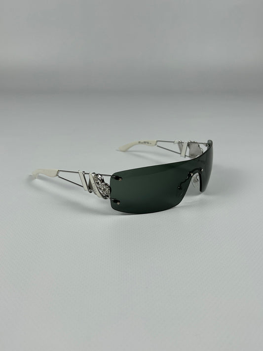 Vintage y2k dior heart core shield rhinestone sunglasses