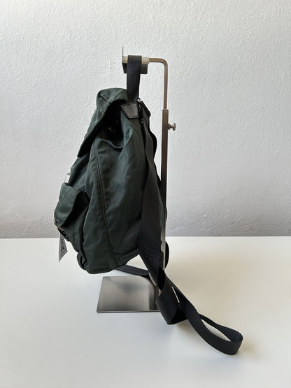 Vintage 90s Prada nylon triangle logo small cargo backpack