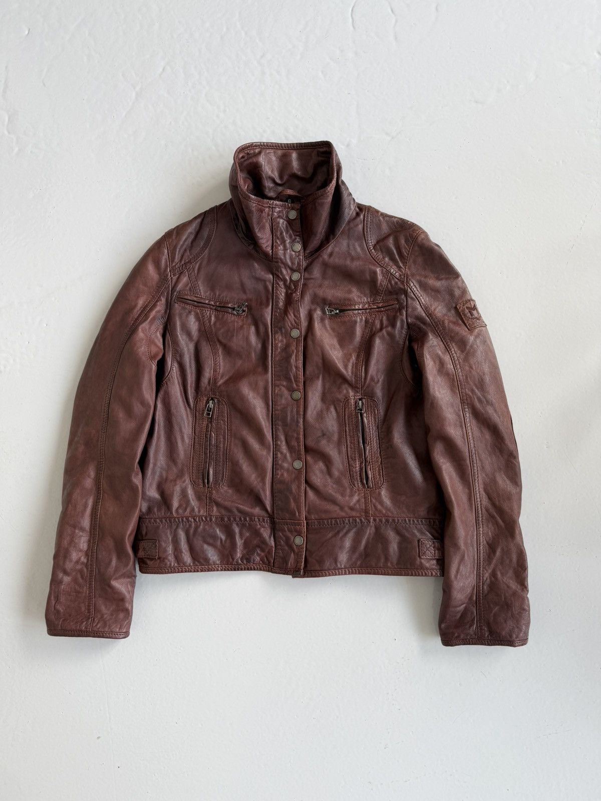 Vintage ‘Mauritius’ cropped leather biker jacket