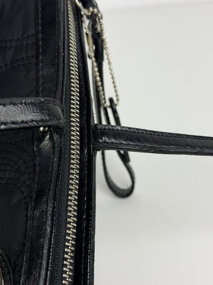 Coach signature quilted nylon and patent leather tote