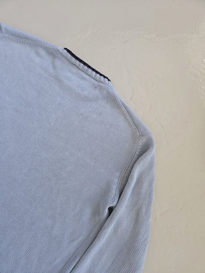 Vintage ysl baby blue embroidered logo thick knit sweater