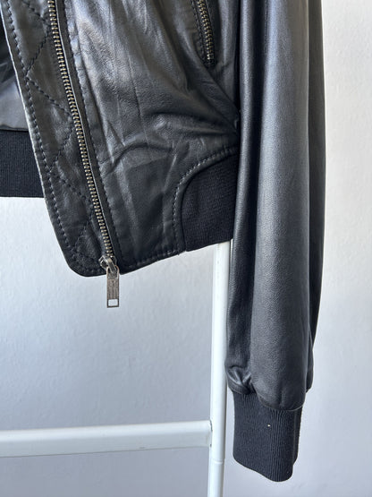 Archive Diesel cropped lambskin leather bomber jacket