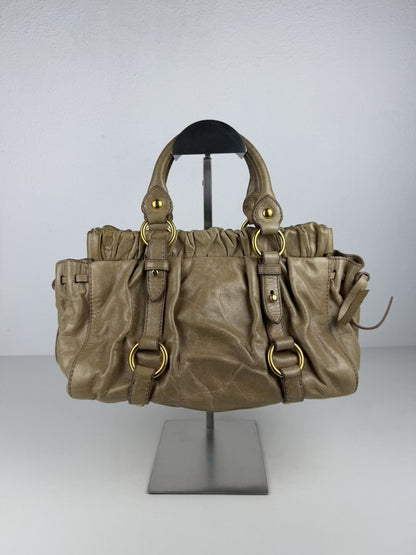 Miu miu bauletto vitello gathered leather mini handbag