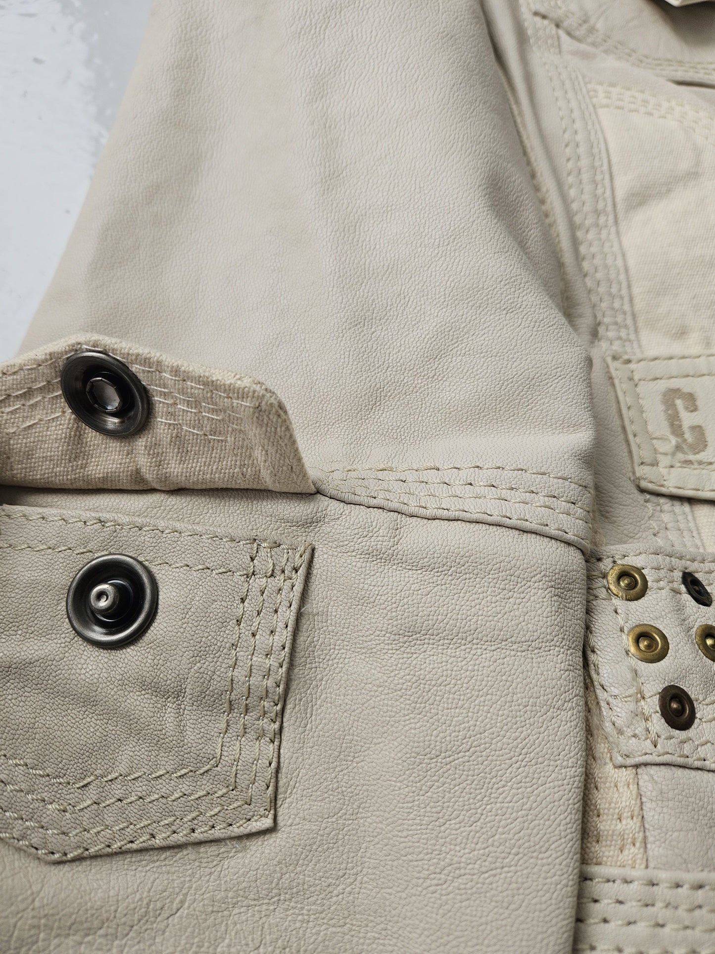 Archive y2k multipocket high collar leather jacket