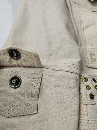 Archive y2k multipocket high collar leather jacket