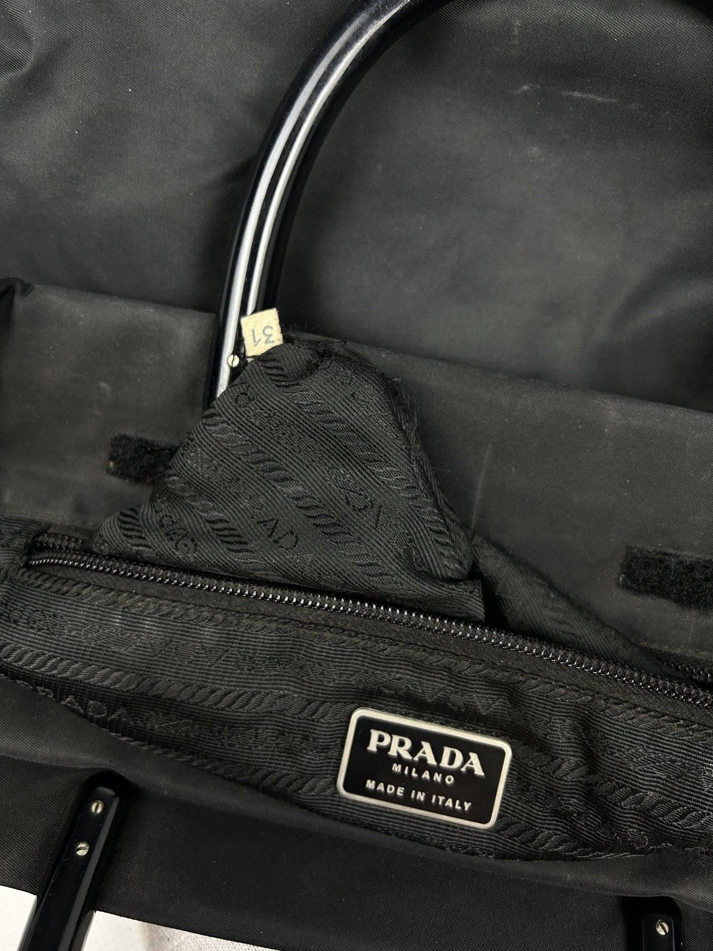 Vintage y2k prada nylon triangle logo plastic handle bag