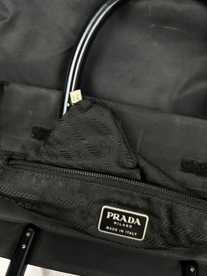 Vintage y2k prada nylon triangle logo plastic handle bag