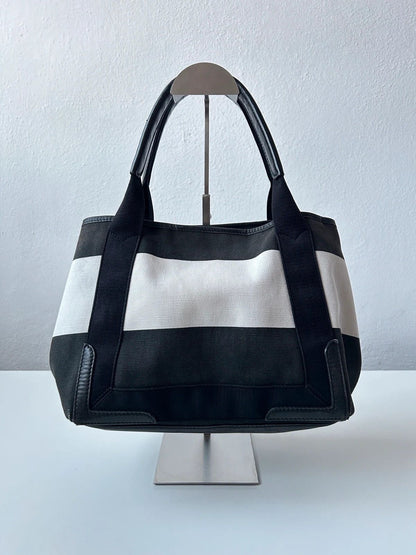 Balenciaga navy cabas logo tote bag small
