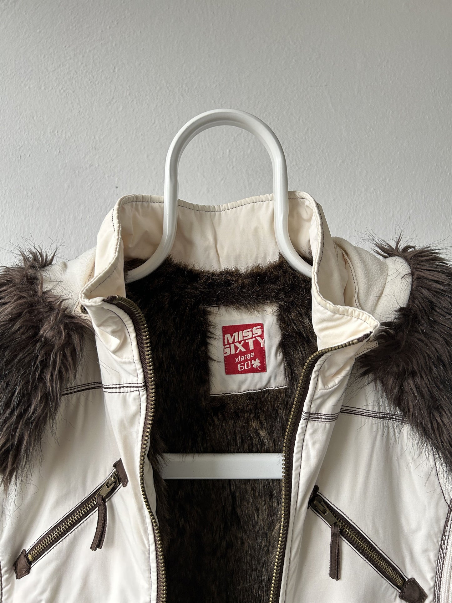 Archive y2k Miss Sixty faux fur lined hooded bomber