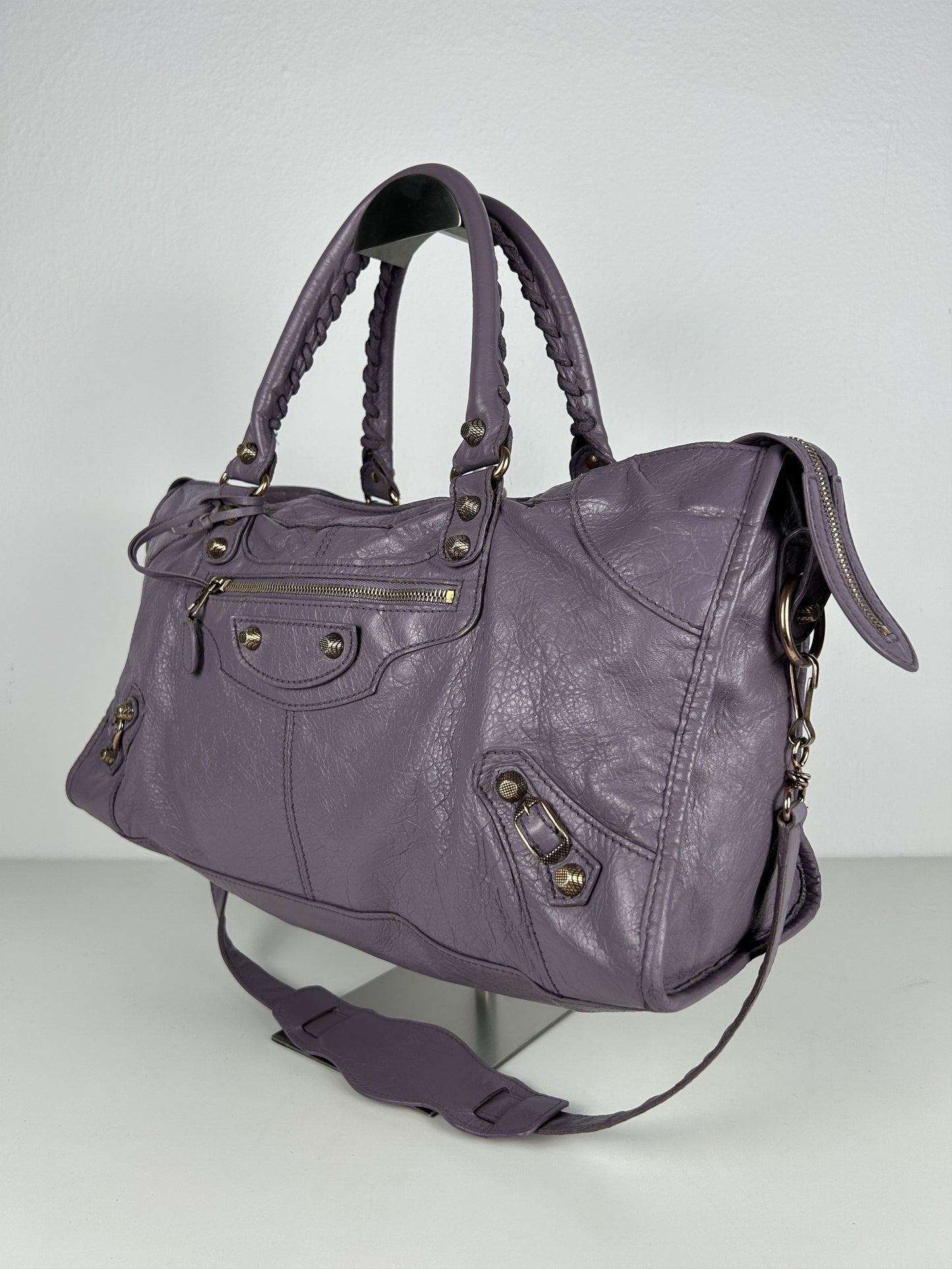 Balenciaga part time giant hardware city bag in lilac