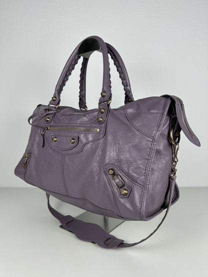 Balenciaga part time giant hardware city bag in lilac