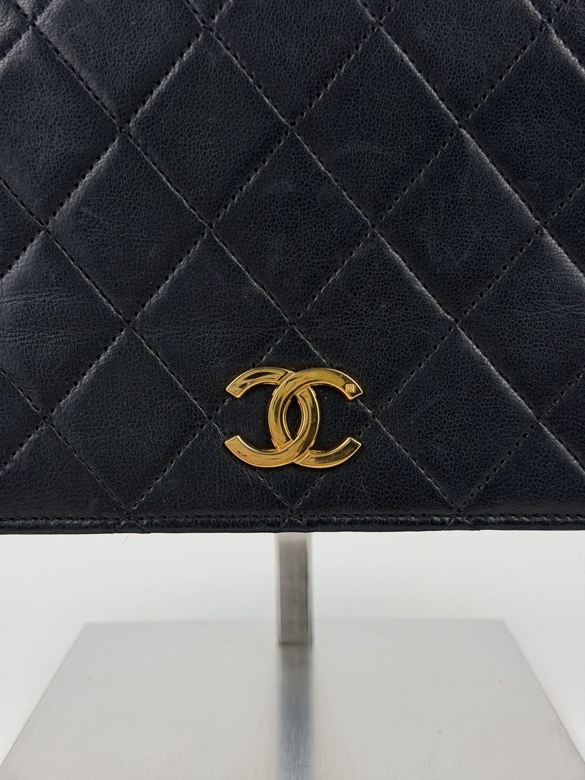 Vintage Chanel CC lambskin mini matelasse full flap
