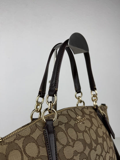 Coach signature jacquard and leather small kelsey satchel