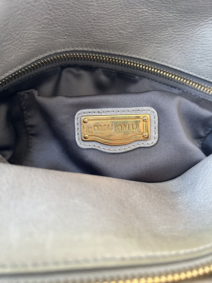 Miu miu vitello bow bag in blueish gray