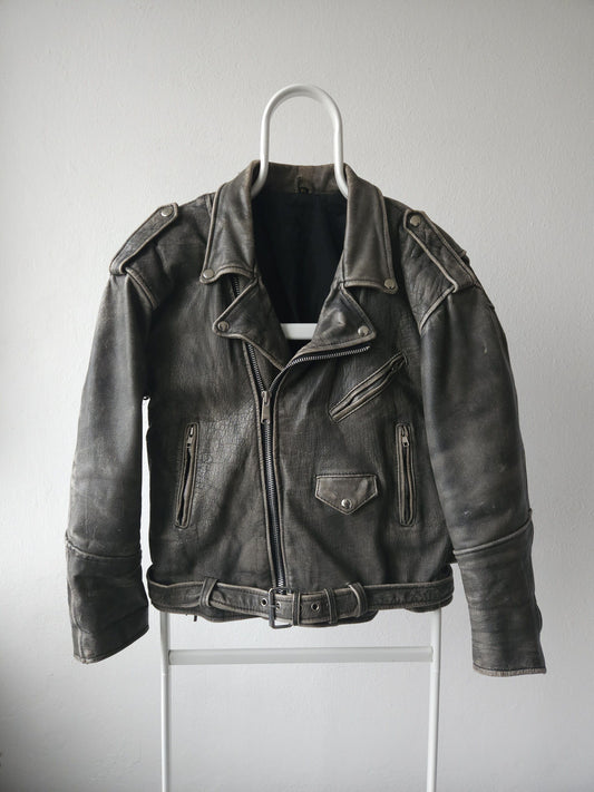 Vintage distressed ramones biker leather jacket