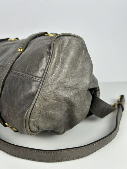 Miu miu vitello bow bag in gray with locket