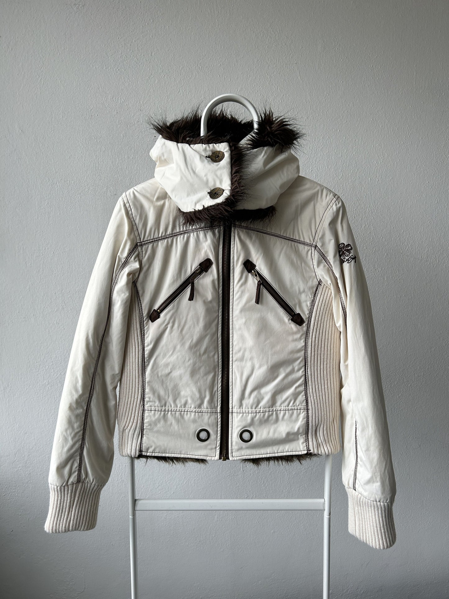 Archive y2k Miss Sixty faux fur lined hooded bomber