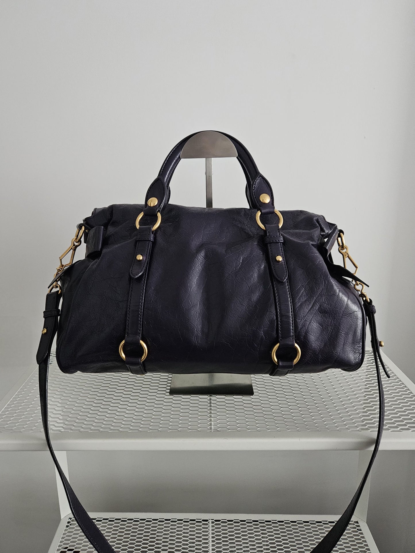 Miu miu vitello bow bag in deep purple