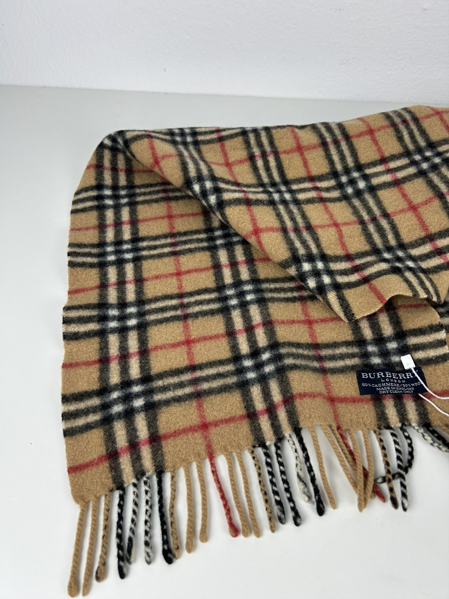 Vintage Burberry nova check wool and cashmere scarf