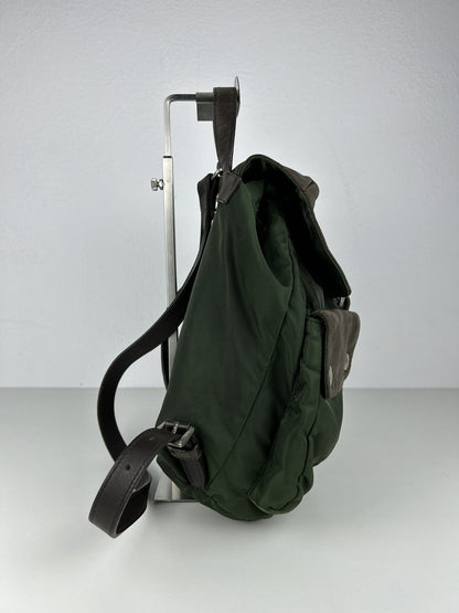 Vintage Prada nylon and leather triangle logo cargo backpack