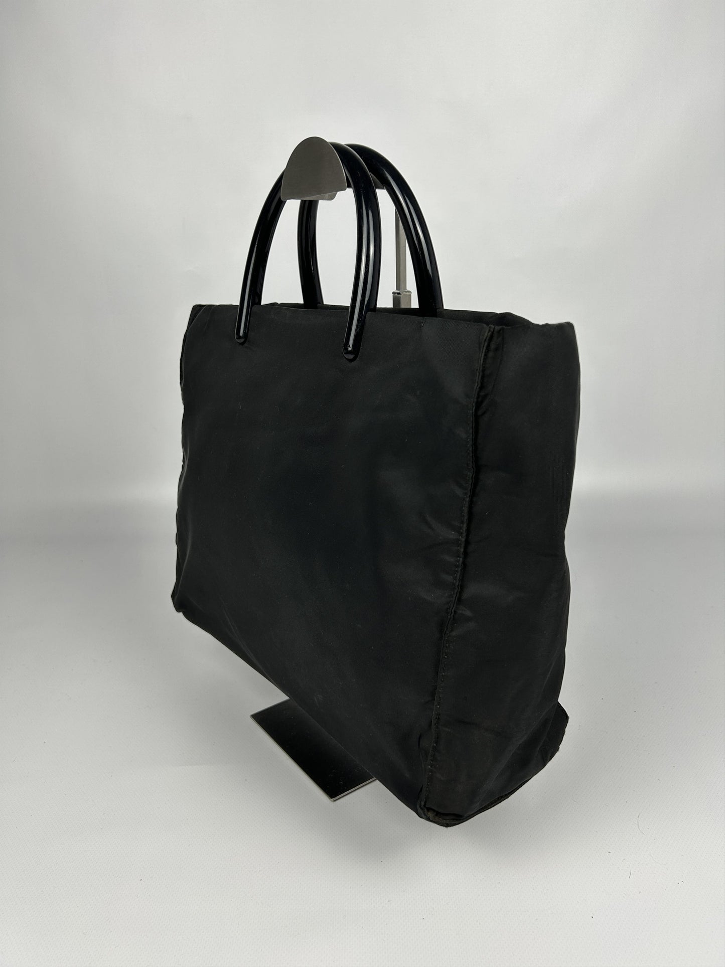 Vintage y2k prada nylon triangle logo plastic handle bag