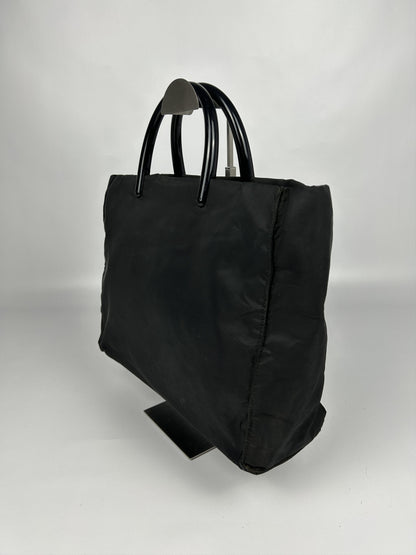 Vintage y2k prada nylon triangle logo plastic handle bag