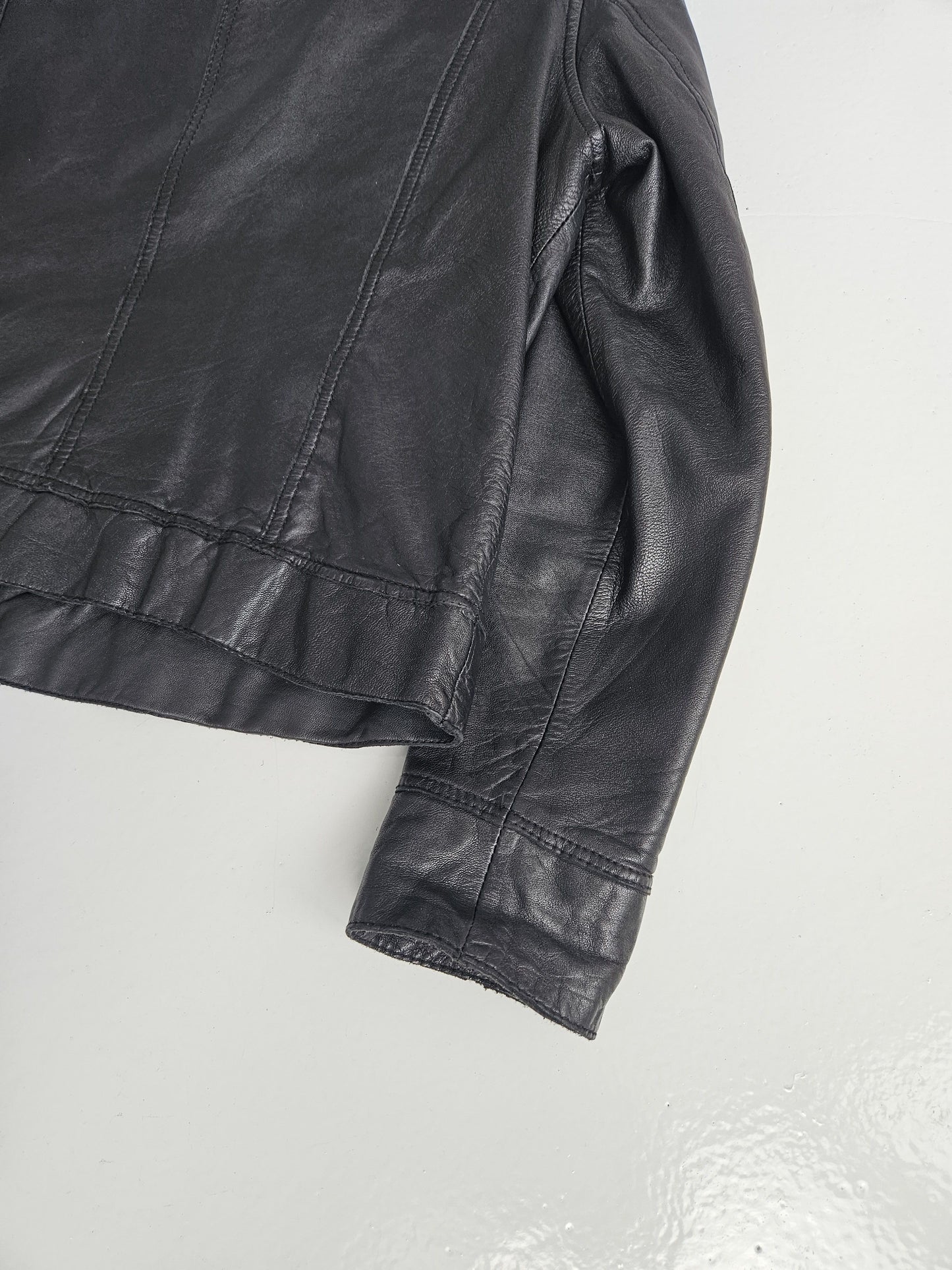 Archive y2k multipocket cropped lambskin leather jacket