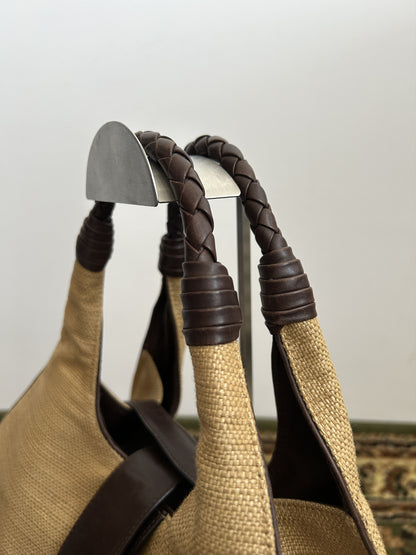 Bottega Veneta intrecciato leather hobo handbag in brown