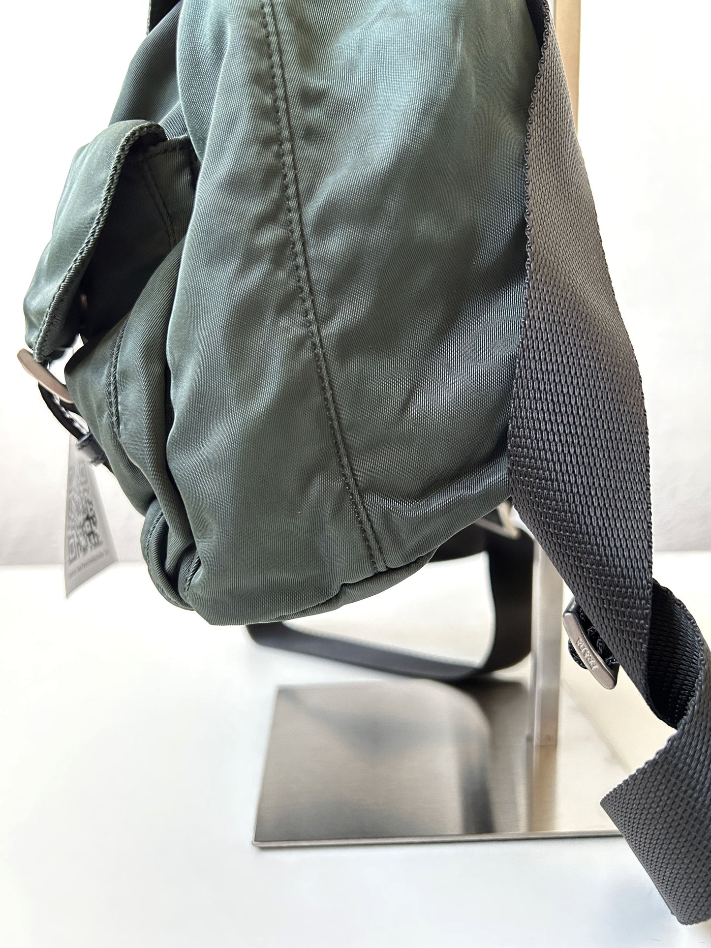 Vintage 90s Prada nylon triangle logo small cargo backpack