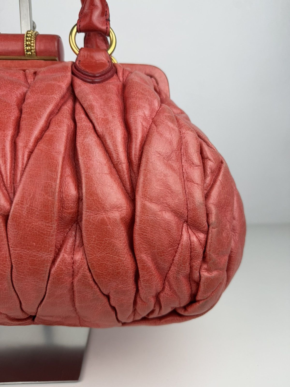 Miu Miu matelasse pleated leather handbag