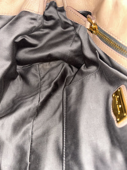 Miu miu vitello bauletto aperto gathered leather handbag