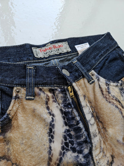 Vintage snake print bootcut denim