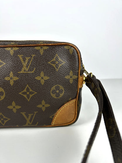 Vintage 80s Louis Vuitton marly dragonne monogram wristlet clutch bag