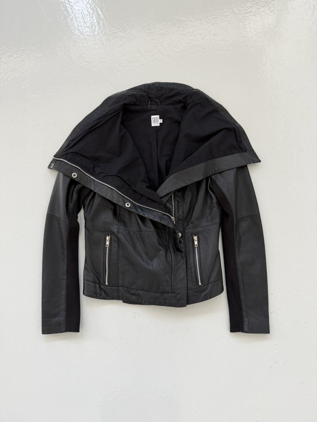 Vintage Saint Tropez asymmetrical leather jacket