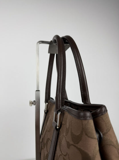 Coach Hamptons leather and canvas signature tote