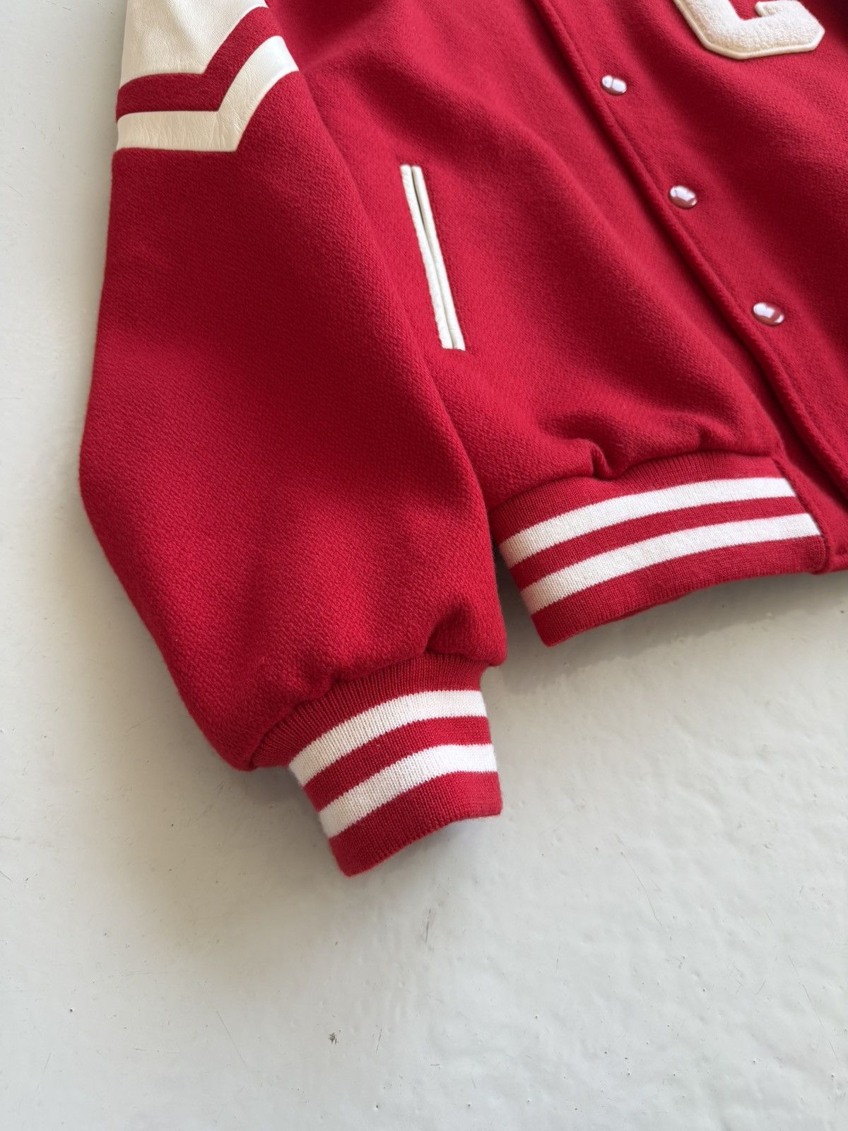 Celine Jackson C patch teddy varsity jacket