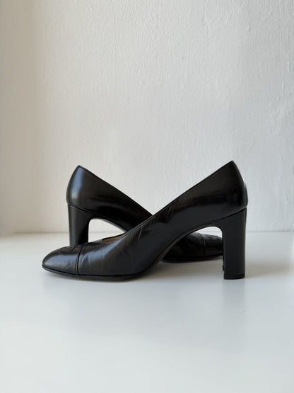 Vintage chanel CC logo block heels