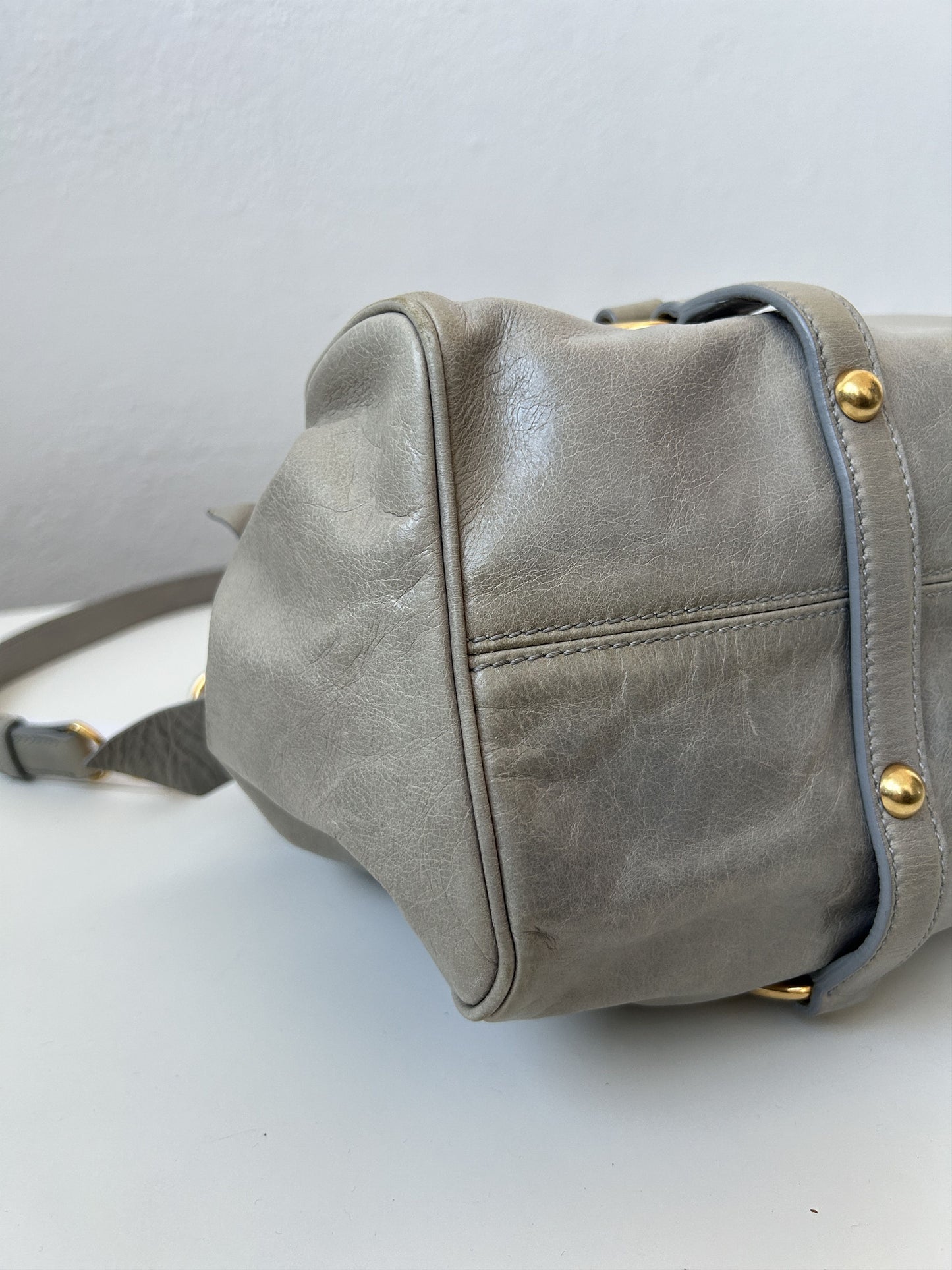Miu miu vitello bow bag in blueish gray