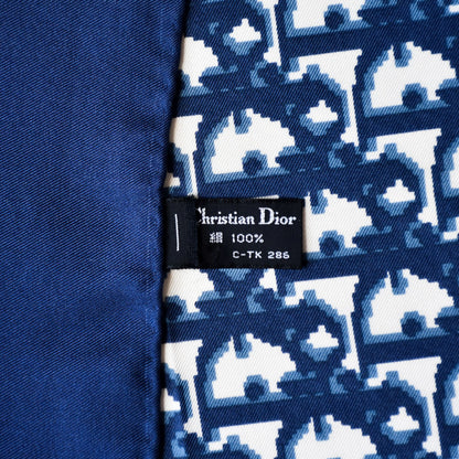 Vintage Dior trotter silk scarf navy