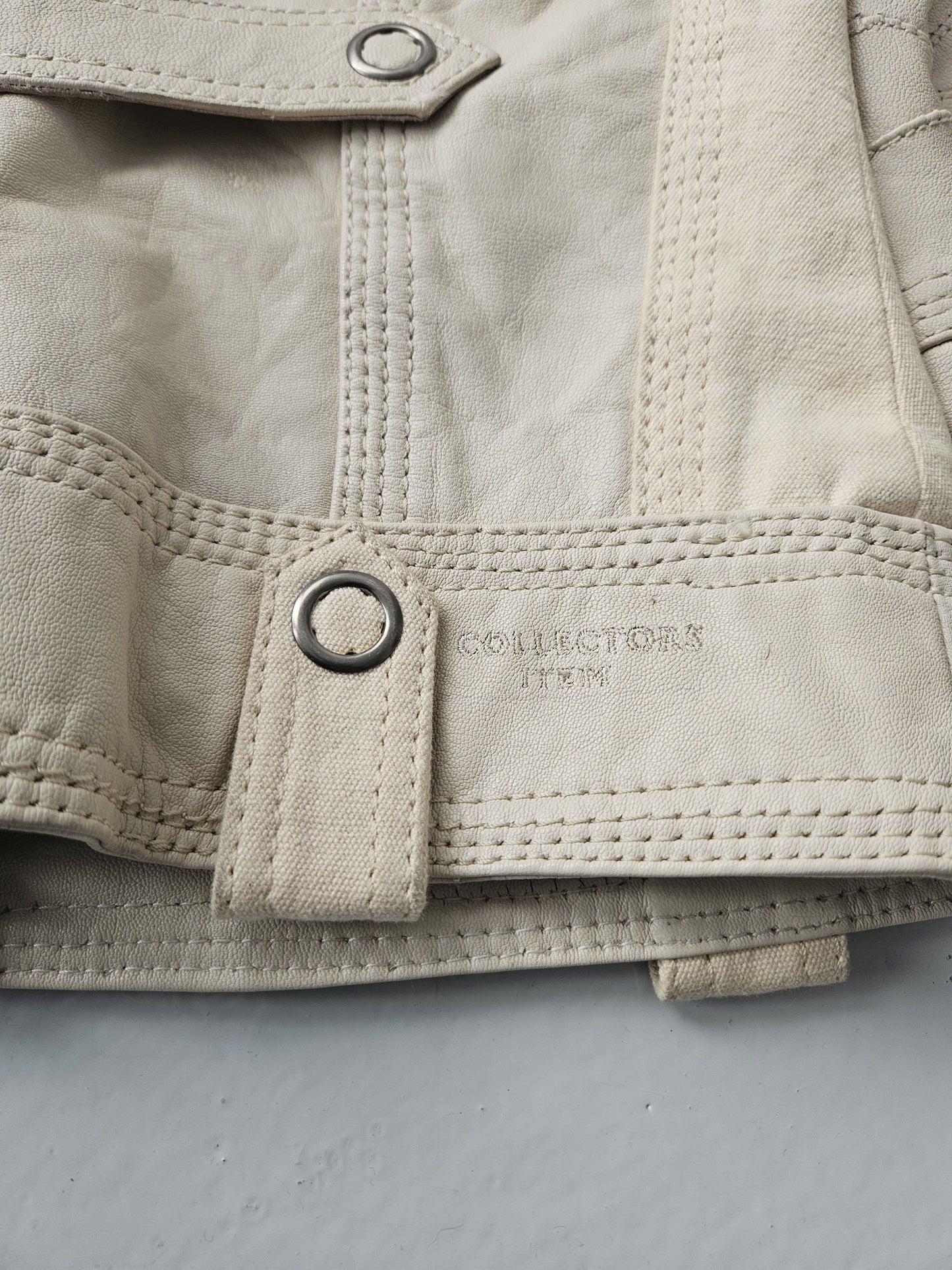 Archive y2k multipocket high collar leather jacket