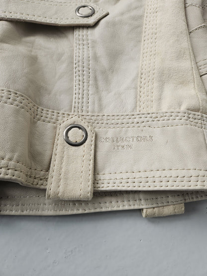 Archive y2k multipocket high collar leather jacket