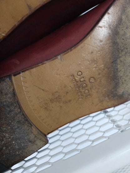 Gucci leather horsebit loafers in distressed red